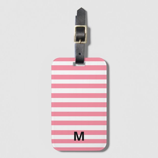 Mjuk Rosa och vitt Rand Bagagebricka (Framsida vertikal)