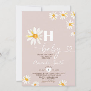 Mjuk Rosa Oj Baby Daisy Flowers Boho Baby Shower Inbjudningar
