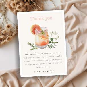 Mjuk Rosa Orange Cocktail Bröllopsdusch Tack Kort