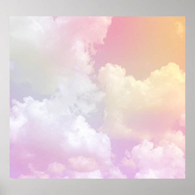 Mjuk Rosa Orange Himlar: Fluffy Poster (Framsidan)