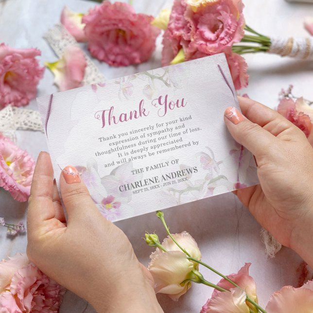 Mjuk Rosa Orchid Funeral Sympathy Tack Kort (Skapare uppladdad)