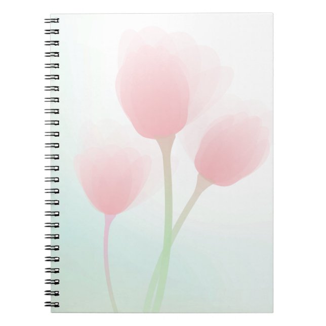 Mjuk Rosa Pastel Tulips Bröllop Anteckningsbok Med Spiral (Framsidan)