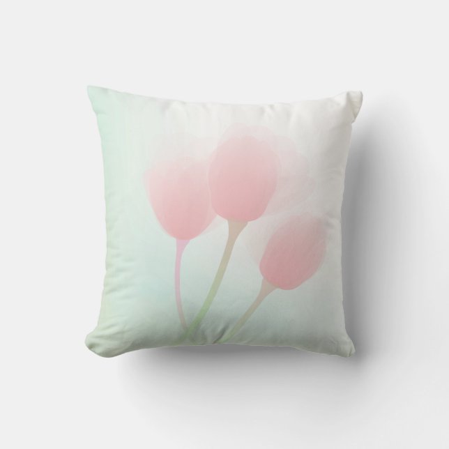Mjuk Rosa Pastel Tulips Bröllop Kudde (Framsida)