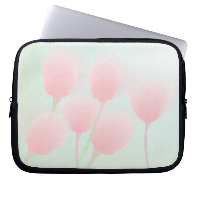 Mjuk Rosa Pastel Tulips Bröllop Laptop Fodral (Framsidan)