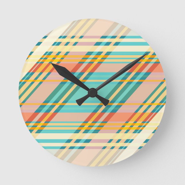 Mjuk Rosa Pastellkrita Abstrakt Geometric Clock Rund Klocka (Framsida)
