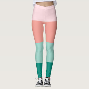 Mjuk Rosa Peach Amber Yucca och Arbor Grön Horison Leggings