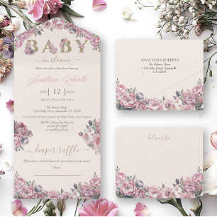 Mjuk Rosa Peonies Elegant Blommigt Baby Shower
