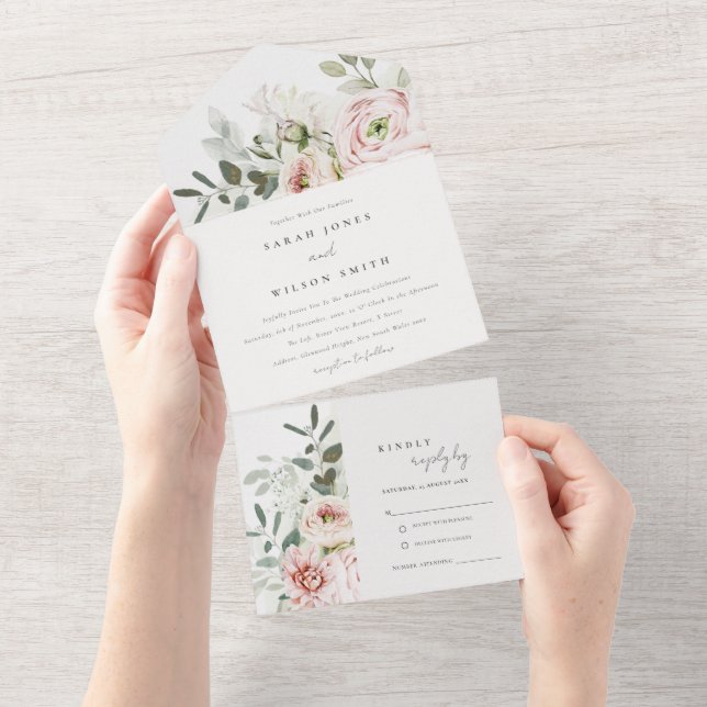 Mjuk  Rosa Peonies Eucalyptus Foliage Bröllop (Tearaway)
