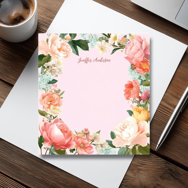 Mjuk Rosa Peonies Modern Blommigt Anteckningsblock (Soft Pink Peonies Modern Floral Notepad)