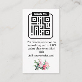 Mjuk Rosa Peony & Eucalyptus Blommig Bröllops QR Tilläggskort