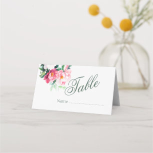 Mjuk Rosa Peony & Eucalyptus Blommig Bröllopsbord Placeringskort
