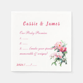 Mjuk Rosa Peony & Eukalyptus Blommig Unik Bröllop Pappersservett