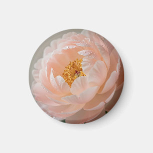 Mjuk Rosa Peony med Daggdroppar Magnet