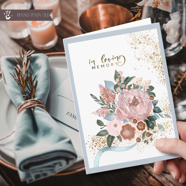 Mjuk Rosa Peony och Höst Orange Sympati Kort (Soft Pink Peony and Autumn Orange Sympathy Card)