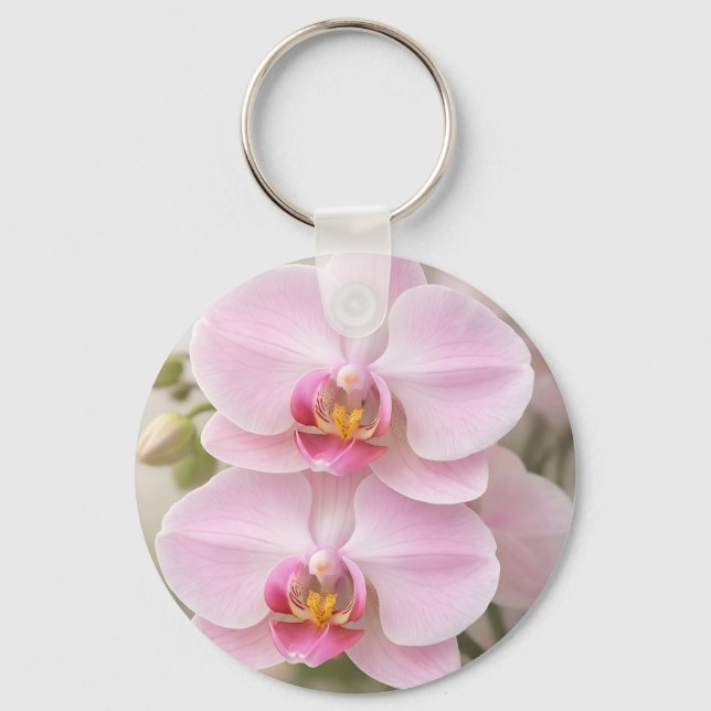 Mjuk Rosa Phalaenopsis-Orkidé Nyckelring (Framsida)