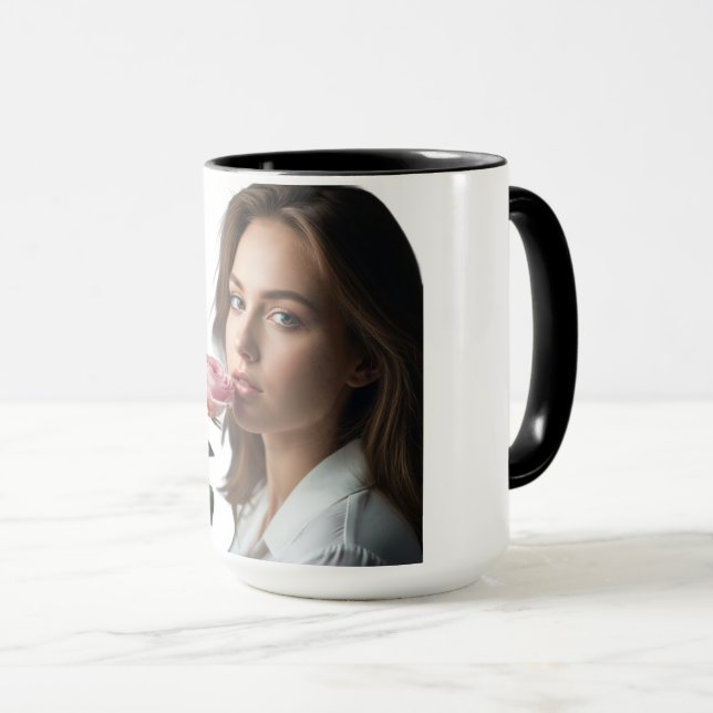 Mjuk Rosa Porträtt Estetisk Tvåtons Kaffemugg (Framsida höger)