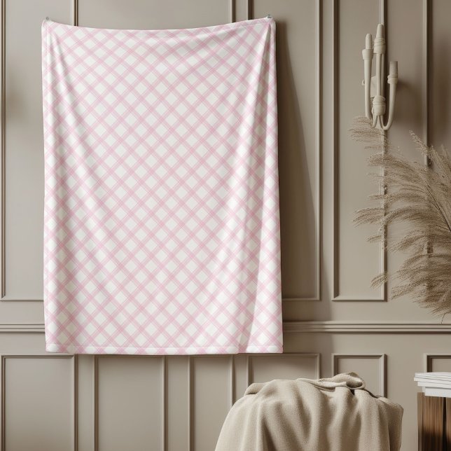 Mjuk Rosa Pput Blanket Classic Checkated Mönster Fleecefilt (Soft Pink Plaid Blanket Classic Checkered Pattern)