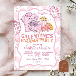 Mjuk Rosa Retro Galentine's Pyjamasparty Inbjudningar