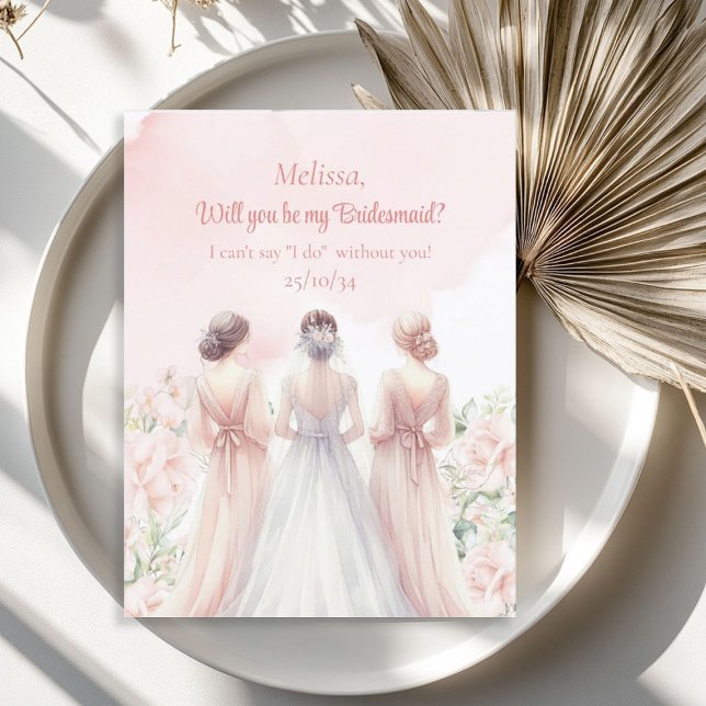 Mjuk rosa  ro eucalyptus Bride bridesmaid Inbjudningar (Soft pink blush roses eucalyptus Bride bridesmaid Invitation)