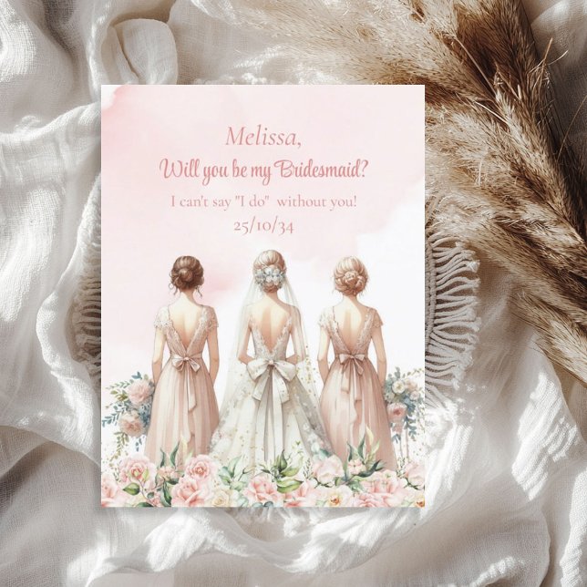 Mjuk rosa  ro eucalyptus Bride bridesmaid Inbjudningar (Soft pink blush roses eucalyptus Bride bridesmaid Invitation)