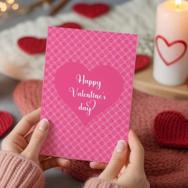 Mjuk Rosa Röda Hjärtan Älskar Dig Alla Hjärtans Da Julkort (Soft Pink Red Hearts Love You Valentine Card)