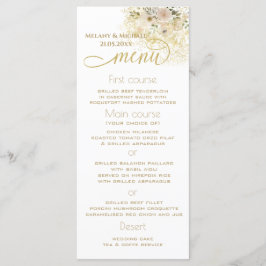 Mjuk rosa romantisk blommigt guld-kalligrafi meny