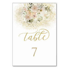 Mjuk rosa romantisk blomster- guld kalligrafi bordsnummer