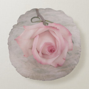 Mjuk Rosa ros-blomma Rund Kudde