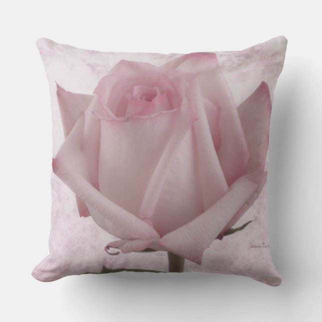 Mjuk Rosa ros Flower Kudde (Framsida)