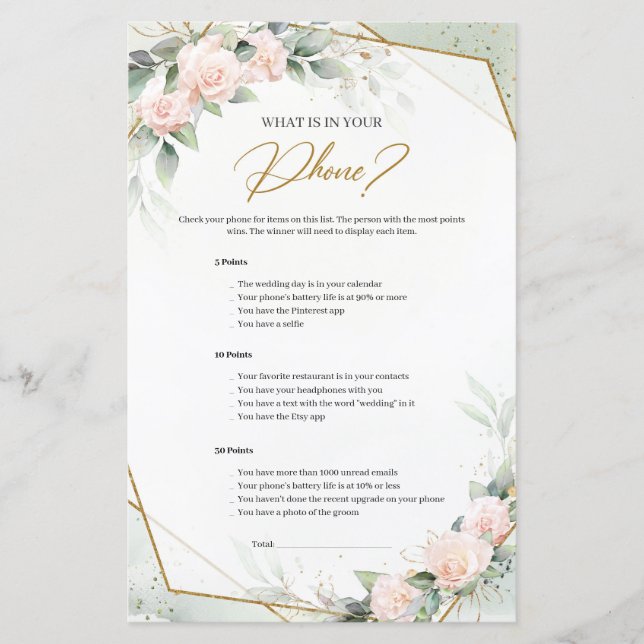 Mjuk rosa ros greenery Vad är det i din Mobila? (Framsida)