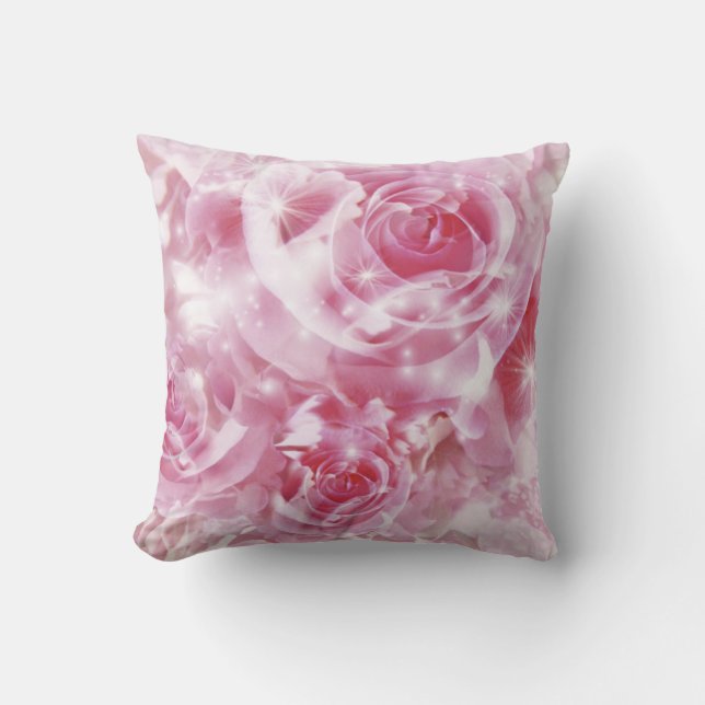 Mjuk Rosa ros Kudde (Framsida)