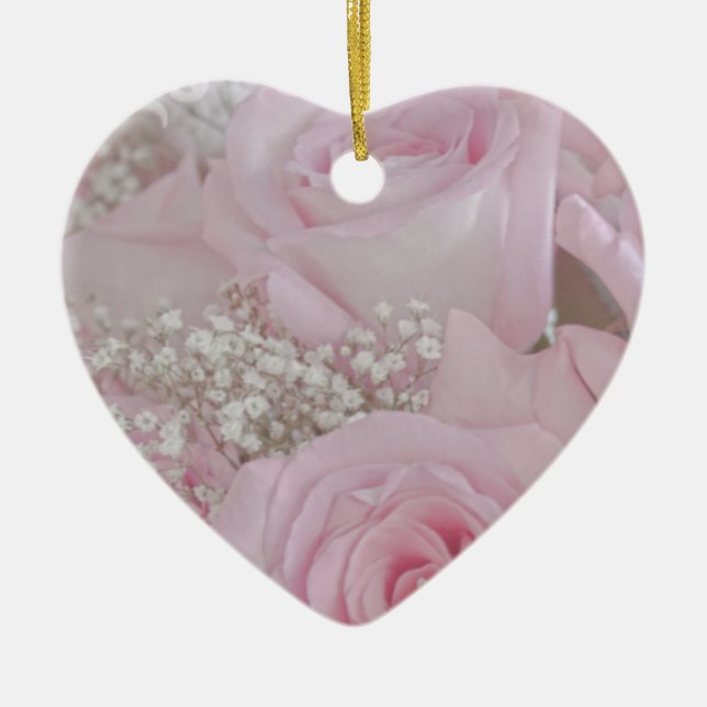 Mjuk Rosa ros och babyns andedräkt Julgransprydnad Keramik (Framsidan)