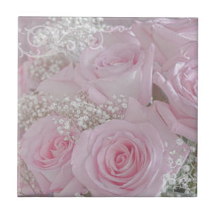 Mjuk Rosa ros och babyns andedräkt Kakelplatta