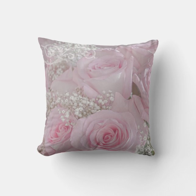 Mjuk Rosa ros och babyns andedräkt Kudde (Framsida)