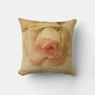 Mjuk Rosa ros och Vintage, oljig fyllning Kudde