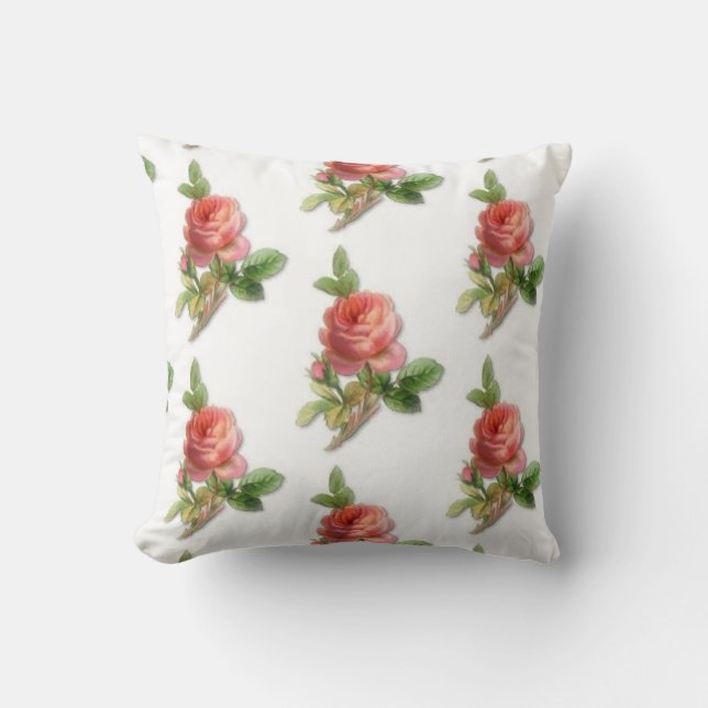 Mjuk Rosa ros Reversible Vintage Land Kudde (Framsida)