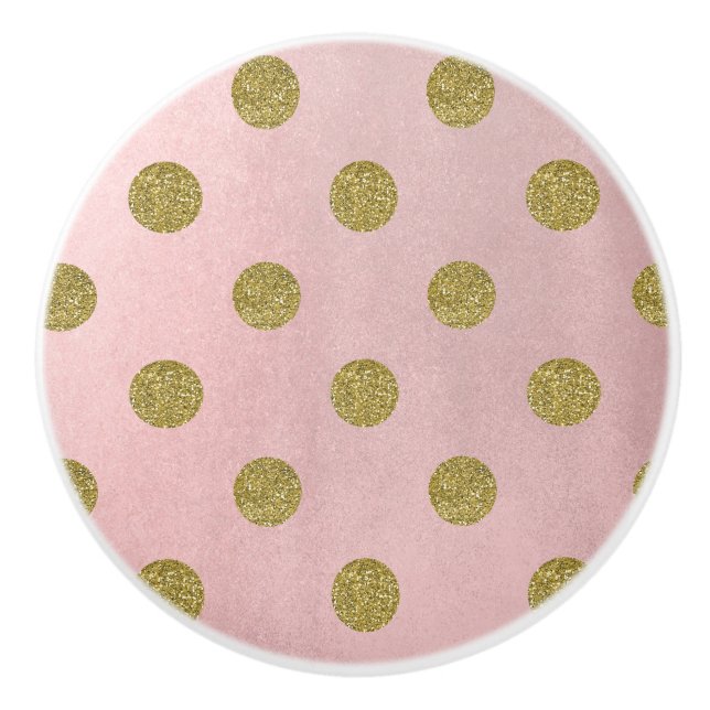 Mjuk Rosa Rosa Guld Glitter Glam Prickar Chic Knopp (Framsidan)