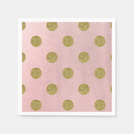 Mjuk Rosa Rosa Guld Glitter Glam Prickar Party Pappersservett