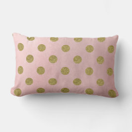 Mjuk Rosa Rosa Guld Glitter Glamour Prickar Söt Lumbarkudde