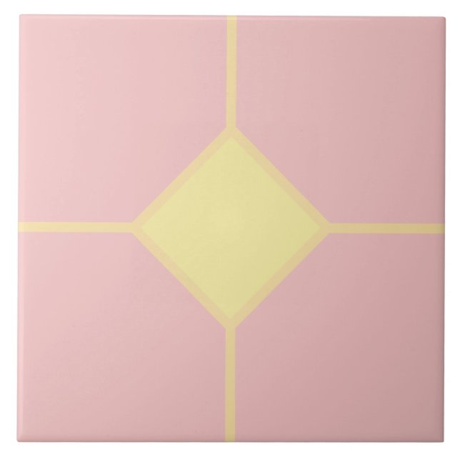 Mjuk Rosa rosa och ljus aprikosdiamantkors Kakelplatta (Framsidan)
