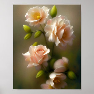 Mjuk rosa rosbukett poster