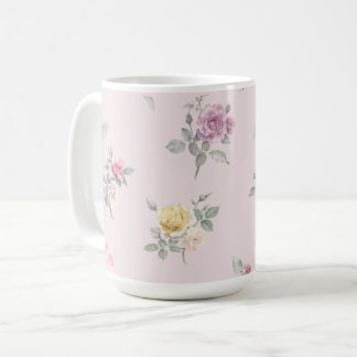 Mjuk Rosa Rosen Vattenfärg Blommig Kaffemugg