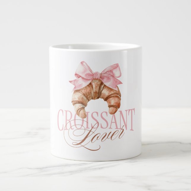Mjuk Rosa Slöja Fransk Coquette Croissant Jumbo Mugg (Framsidan)