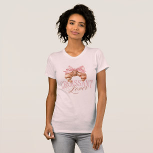 Mjuk Rosa Slöja Fransk Coquette Croissant T Shirt