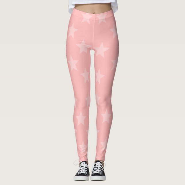 Mjuk Rosa Stars Leggings (Framsida)