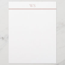 Mjuk Rosa Stav Monogram Brevpapper