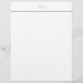 Mjuk Rosa Stav Monogram Brevpapper