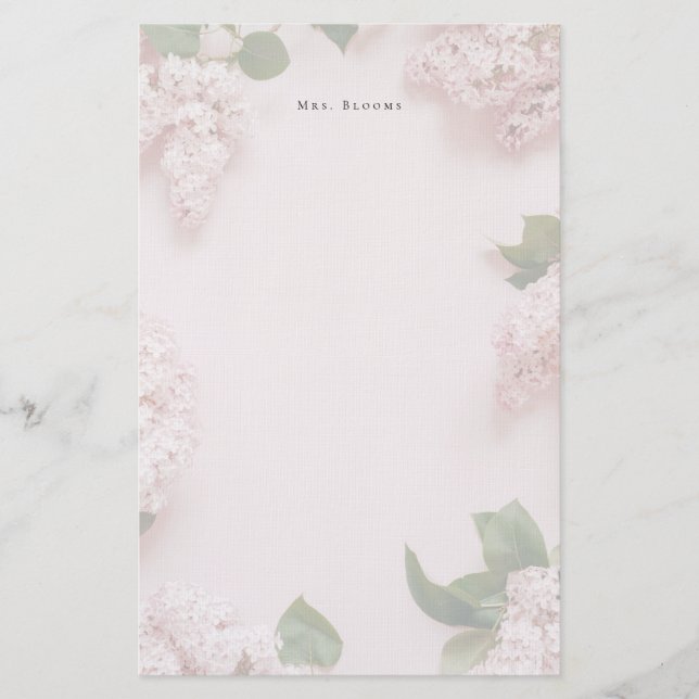 Mjuk Rosa Syrlilja Personlig Feminim Brevpapper (Framsida)
