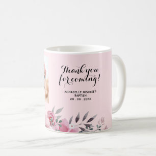 Mjuk Rosa TACK FÖR KOMMANDE! Baptism Photo Kaffemugg