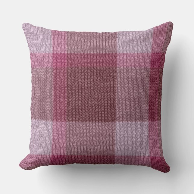 Mjuk rosa tartan kudde (Framsida)